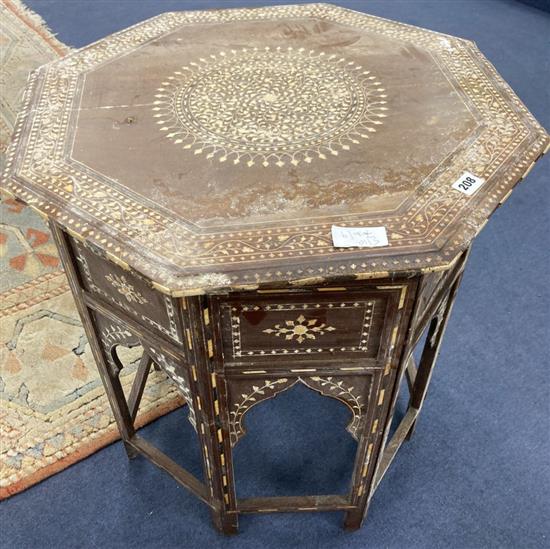An Indian octagonal occasional table, width 61cm, height 62cm